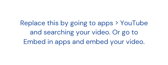 Replace this by going to apps YouTube and searching your video Or go to Embed in apps and embed your video
